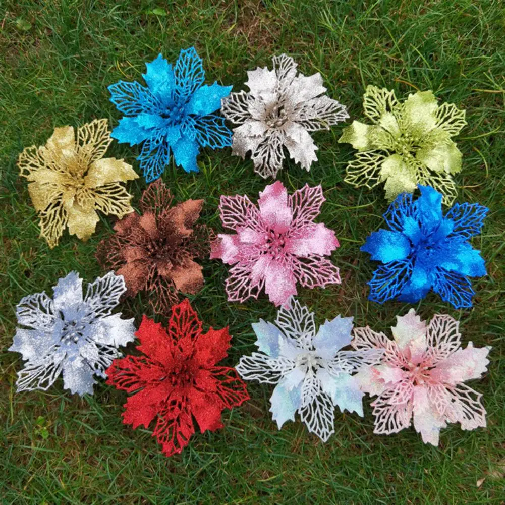 Easy Maintain Christmas Faux Flower Fine Workmanship Festival Prop Durable Xmas Tree Decor Faux Flower