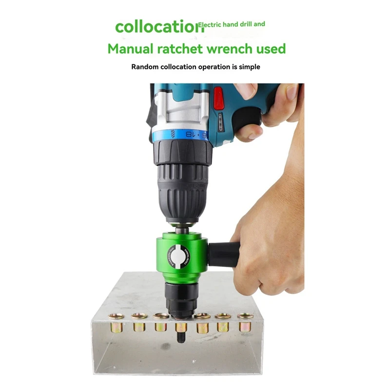 A74E-Kit Alat Paku Keling Aerodinamis Listrik Kit Alat Mur Paku Keling dengan Mata Bor Paku Keling Adaptor Alat Paku Keling Tarik Mur
