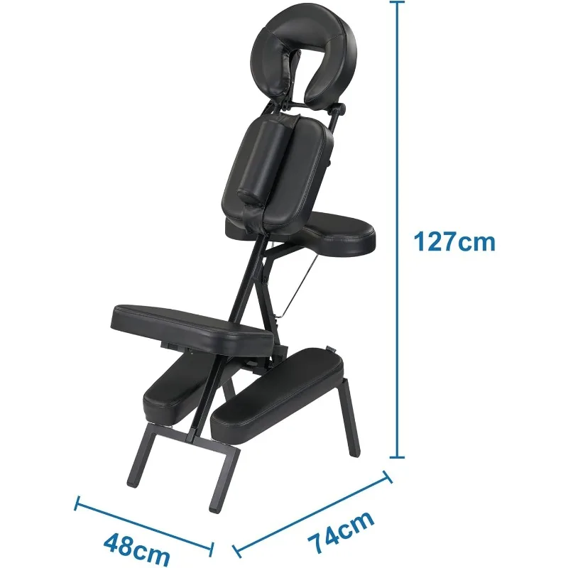 Chaise de Énergie Portable de Grande Taille, Légère, en Aluminium, Pliable, en Noir, pour Tatouage, Posture Assise