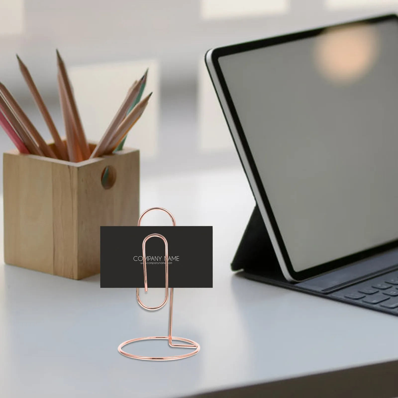 Metal Card Holder 2 Pack Gold Note Clip Desk Memo Clamp Sign Display Stand for Office Table