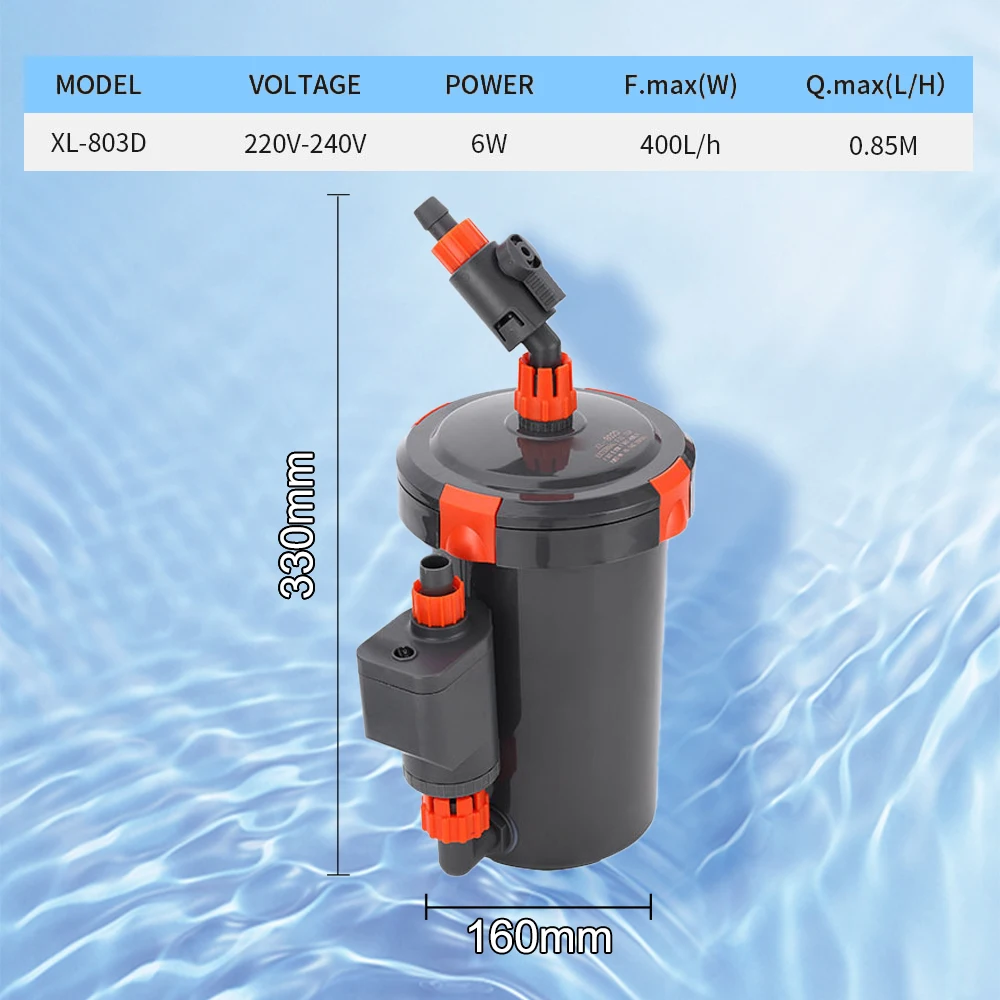 초저소음 외부 수족관 워터 펌프 필터, 배럴 어항 필터, 아쿠아리오 220-240V 유럽 플러그