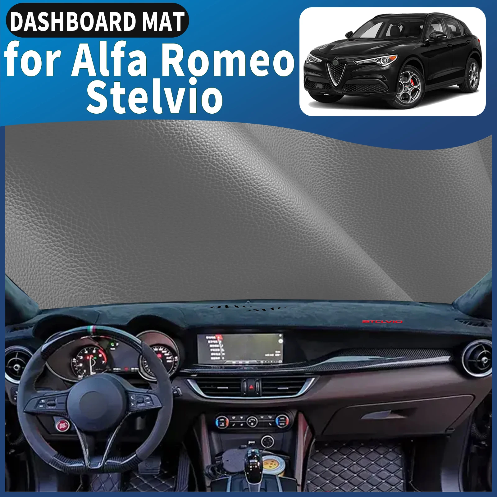 

fit for Alfa Romeo Stelvio 2017 2018 2019-2024 Car Dashmat Dashboard Cover Pad DashMat Sunshade Accessories Protective Carpet