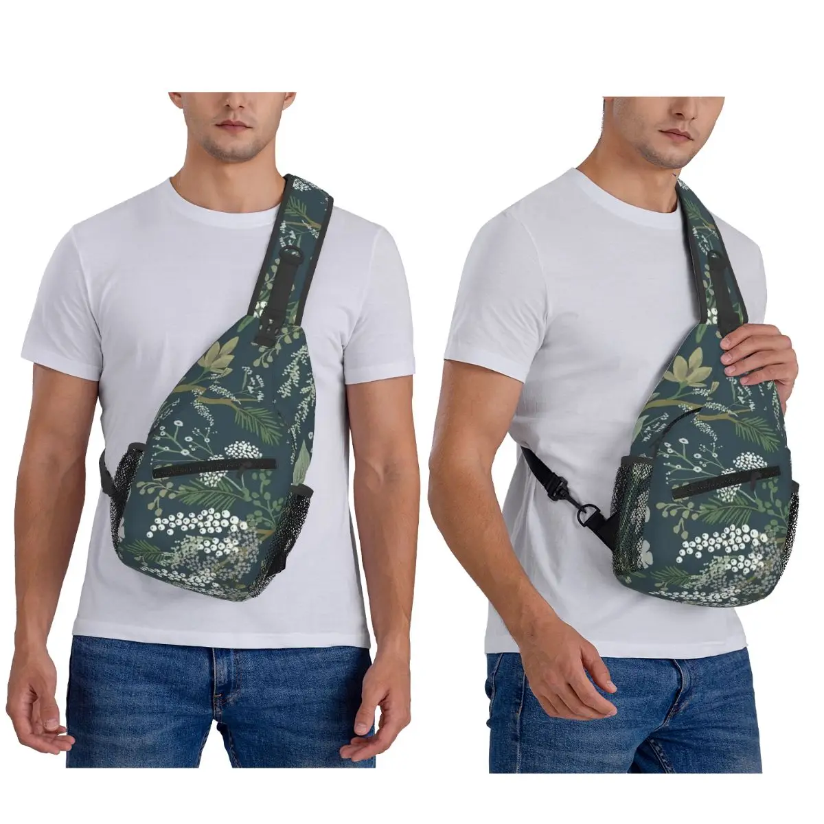 Beautiful Flower Chest Bag Men Sling Crossbody Backpack Chest Bag Travel Hiking Daypack Shoulder Bag