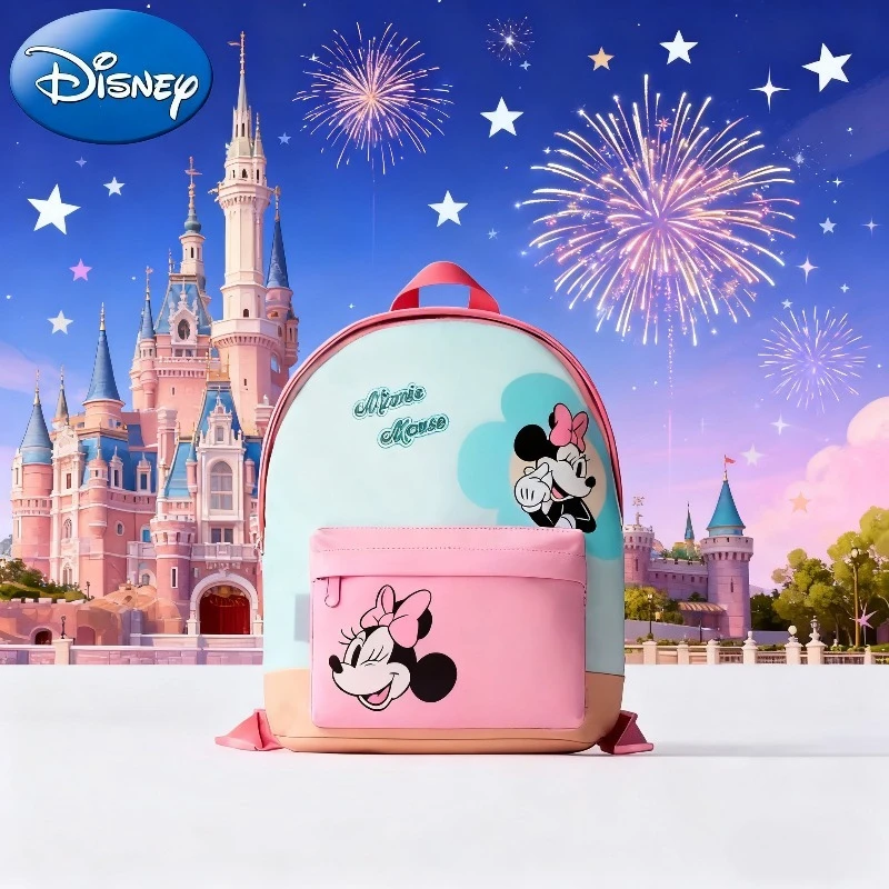 disney-2025-nova-minnie-mochila-do-jardim-de-infancia-dos-desenhos-animados-bonito-meninas-duplo-ombro-leve-saco-escolar-das-criancas