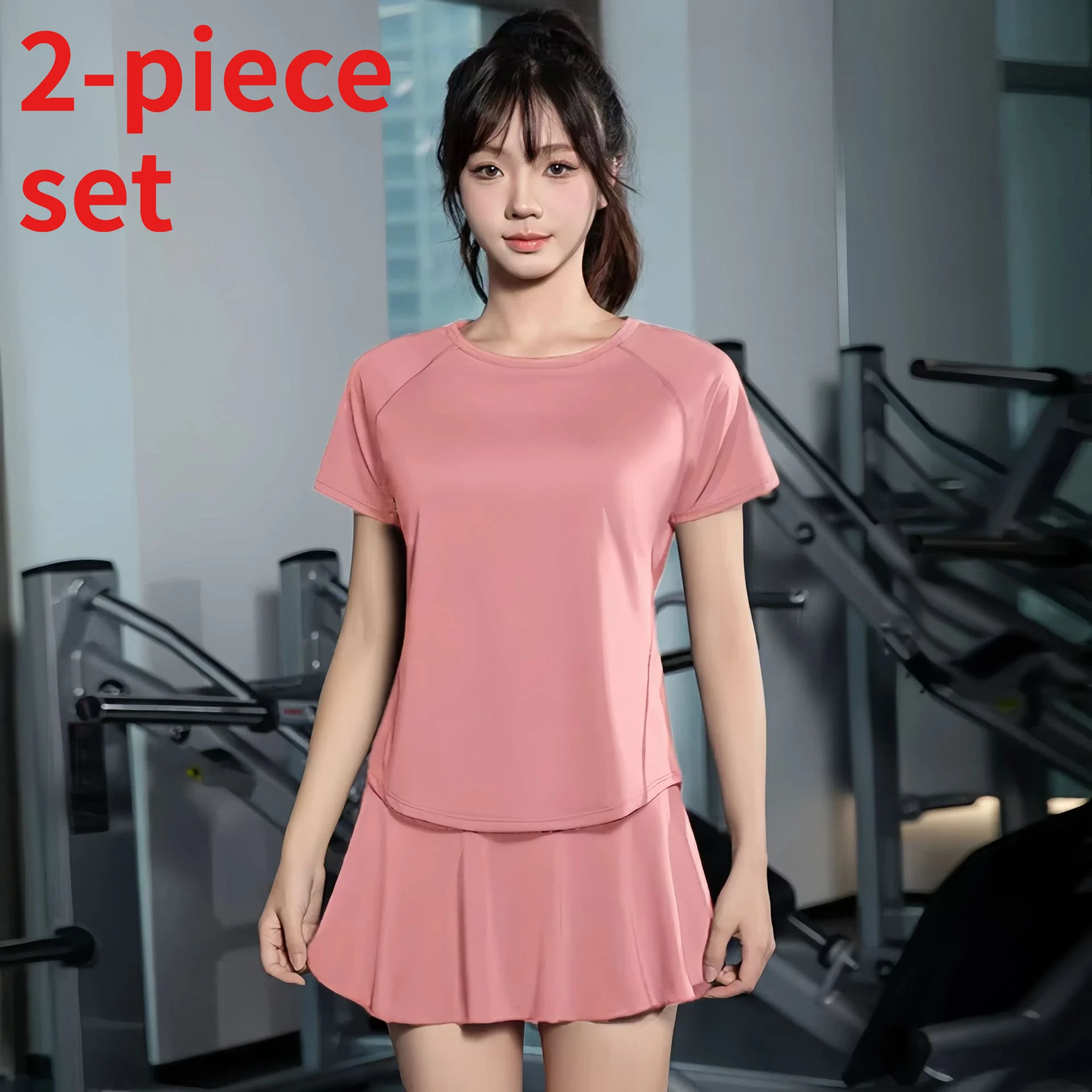 

2025New Sports Suit Women's Summer Breathable Quick-drying Morning Running Fitness Suit Loose Badminton Pocket Fashion Yoga Suit