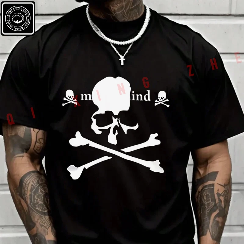 Men's And Women's T-shirt Summer New Moto Cotton Tee New Fashion American Trend Slim Fun Skull Short-sleeved Spring Autumn Top