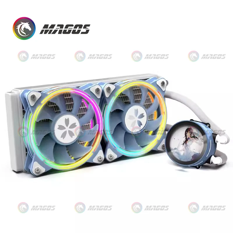 Yeston 240 CPU Watercooler AIO Sakura Liquid Cooler For Intel LGA 1700/115X/20XX  AMD AM5 Radiator Watercooling 5V RGB AURA SYNC