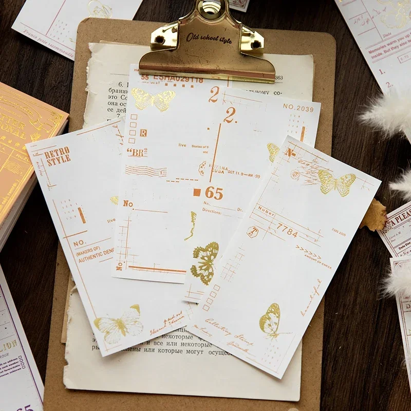 40Pieces Gold Bronzing Material Package note book handwritten Message Handbook bottoming Decorative Writing Pad