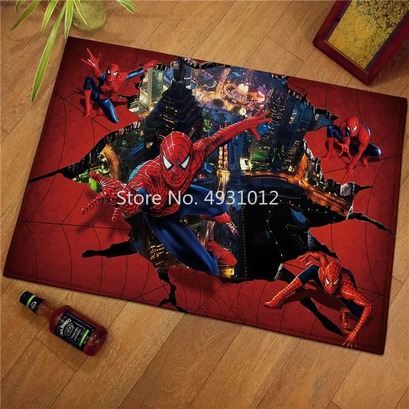 Disney Battle Hero Leap Spiderman Rug Blanket for Baby Kids Bedroom Living Room Carpet Non-slip Mat Home Floor Decoration