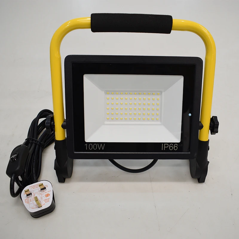 Luz LED de trabajo portátil, foco Reflector impermeable para Camping, 100 V, 110V, 50W, 220 W, luces de pie para garaje, jardín y estadio