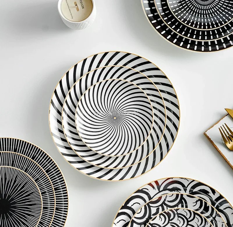 Nordic Style Household Ceramic Western Plate Steak Flat Dish Fruit Plate Decorative Ceramica Teller Porzelan Set 1PC view 2