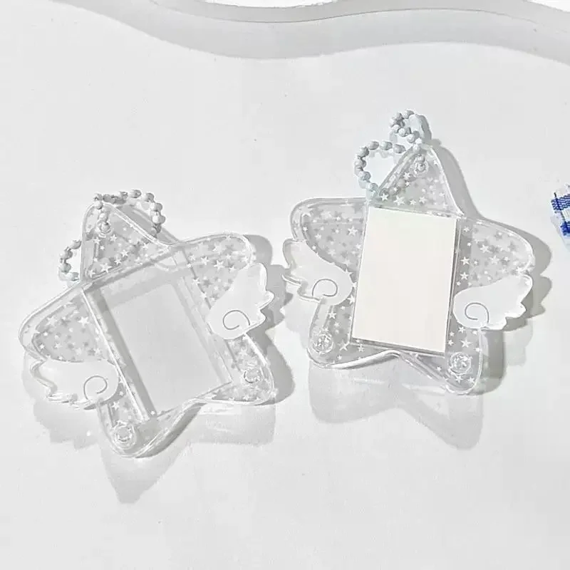 Star Wings Series Photocard Holder Adorable 1 Inch Five-pointed Star Wing Idol Photo Holder for Backpack Decor Accessory