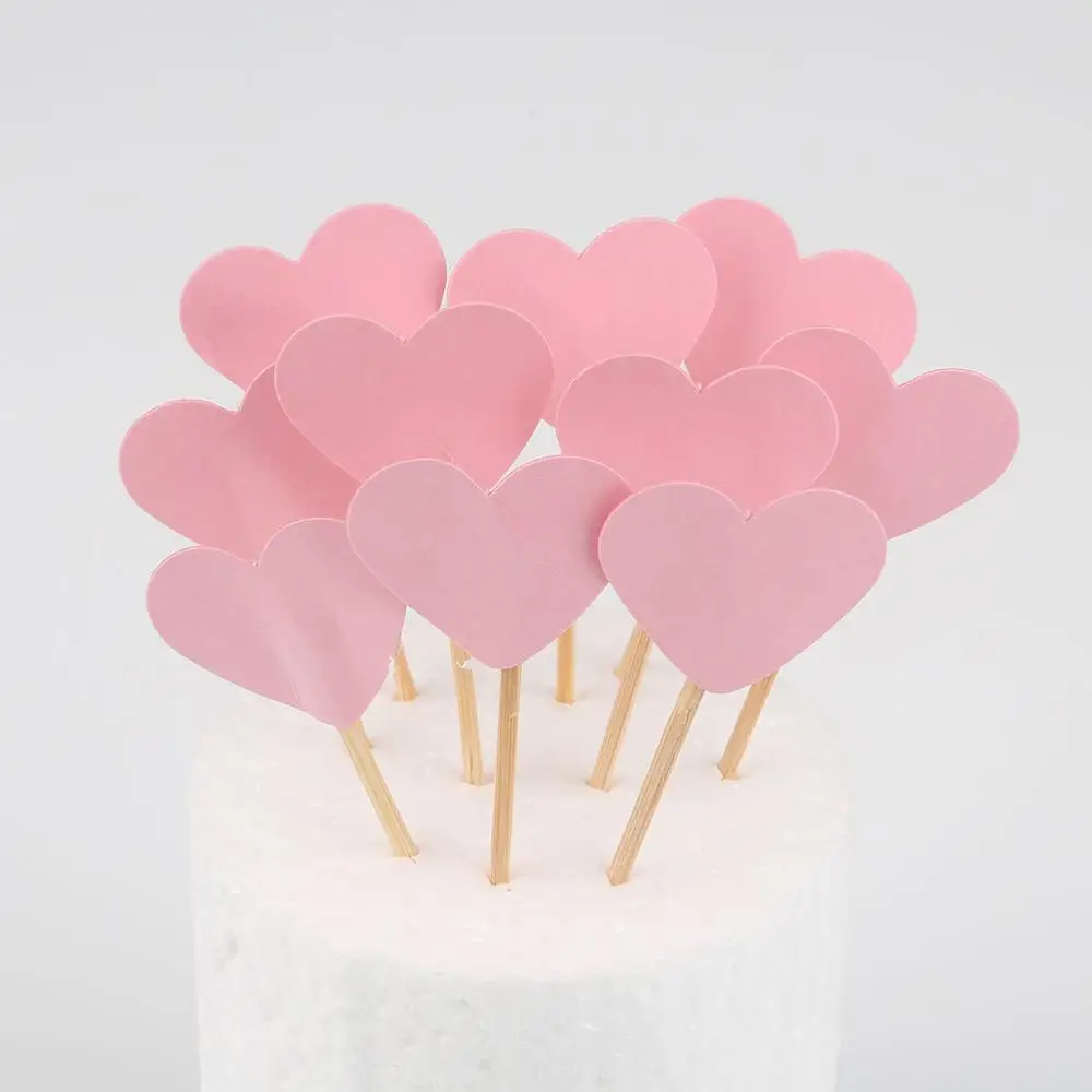 10pcs Mini Heart Star Cupcake Toppers Birthday Cake Topper Decorating Picks Kids Wedding Party Decorations Baby Shower Favors