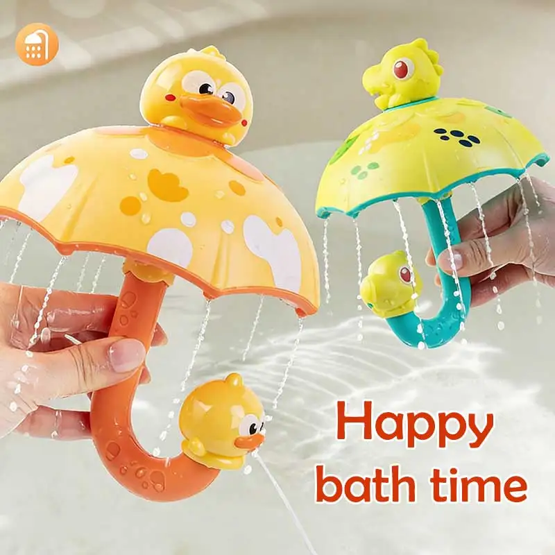 Kids Rotating Water Umbrella Bath Toy, Interactive Duck/Dinosaur Sprinkler for Toddler Bath Time