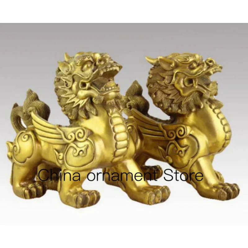 

Brass Charm Set Feng Shui Gate Lion Fu Foo Dog Pixiu Kylin Wealth Brave Army