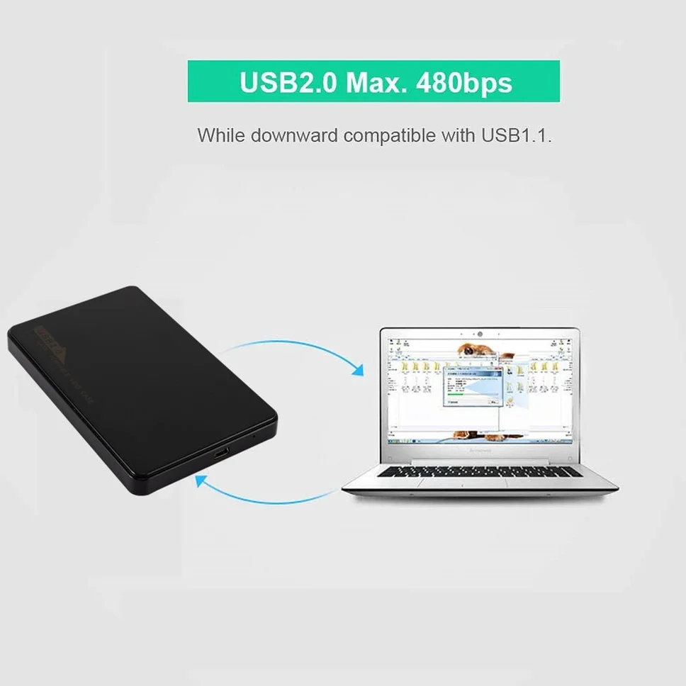 USB 2.0 قرص صلب صندوق ضميمة 2.5 بوصة SATA HDD SSD حافظة خارجية للهاتف المحمول 480Mbps/s سرعة نقل للكمبيوتر المحمول حاسوب شخصي مكتبي