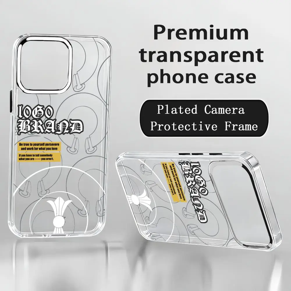 Phone Case For iPhone17 air 16 15 14 13 12 11 Pro Max Plus C-ChromeS H-HeartS  Chrome Button Camera Ring Transparent Case