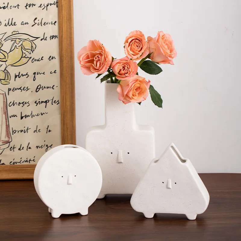 

White Creative Cat Ceramic Vase Decor Ornament Dried flower hydroponic dining table vase Living room flower planter Home Decor