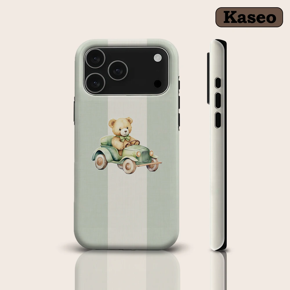 

Vintage Teddy Bear in Retro Car IPhone 17 Phone Case for 16E 16 15 14 13 12 11 17 Pro Max Plus Double-layer Back Cover