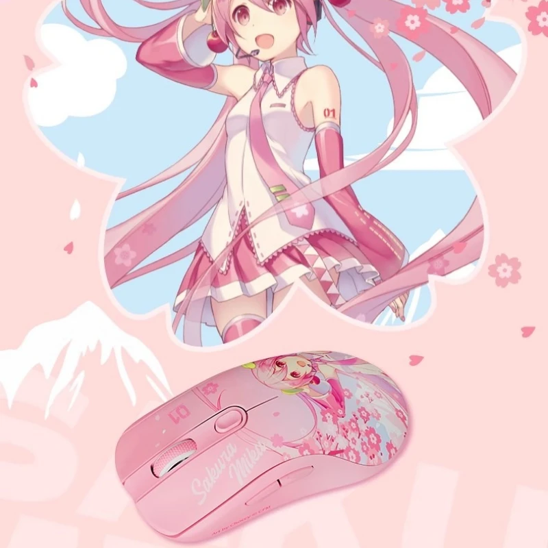 Hatsune Miku Sakura Pink Mouse Mechanical Keyboard Wireless/Bluetooth Gaming Office Work Use Ergonomic Design Girls Gifts