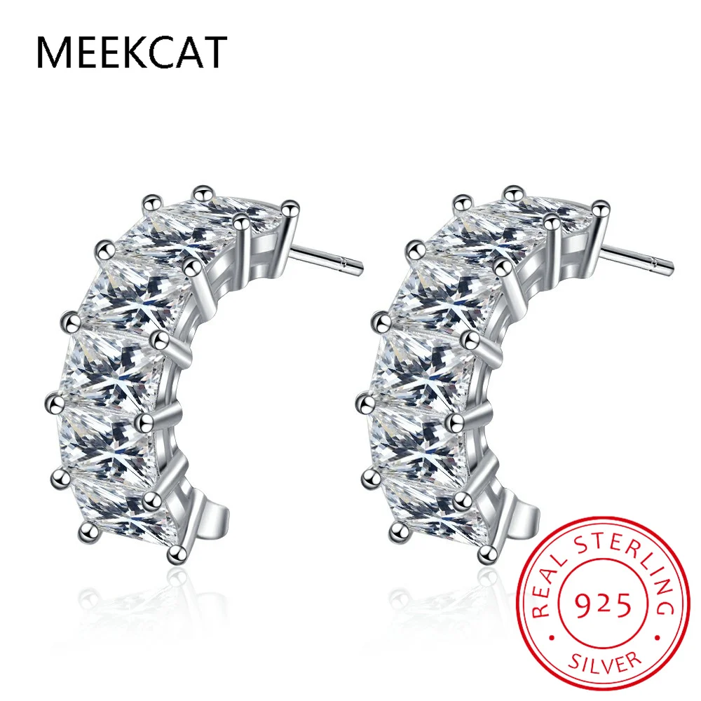 

Серьги-гвоздики с муассанитом огранки «Принцесса» для женщин и мужчин, имитация бриллиантов VVS, из стерлингового серебра 925 пробы