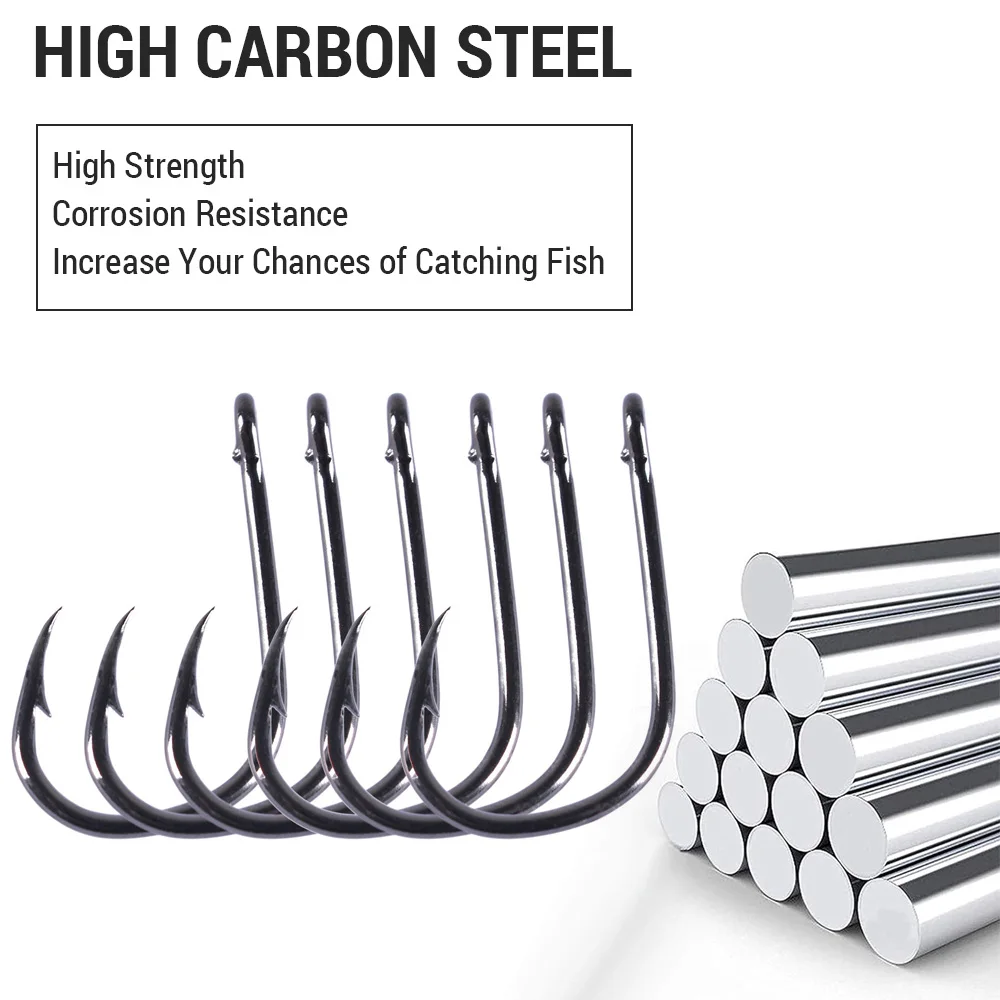 خطافات صيد السمك الشائكة للمياه المالحة والمياه العذبة خطافات صيد من الفولاذ عالي الكربون خطافات أسماك المياه العذبة #5