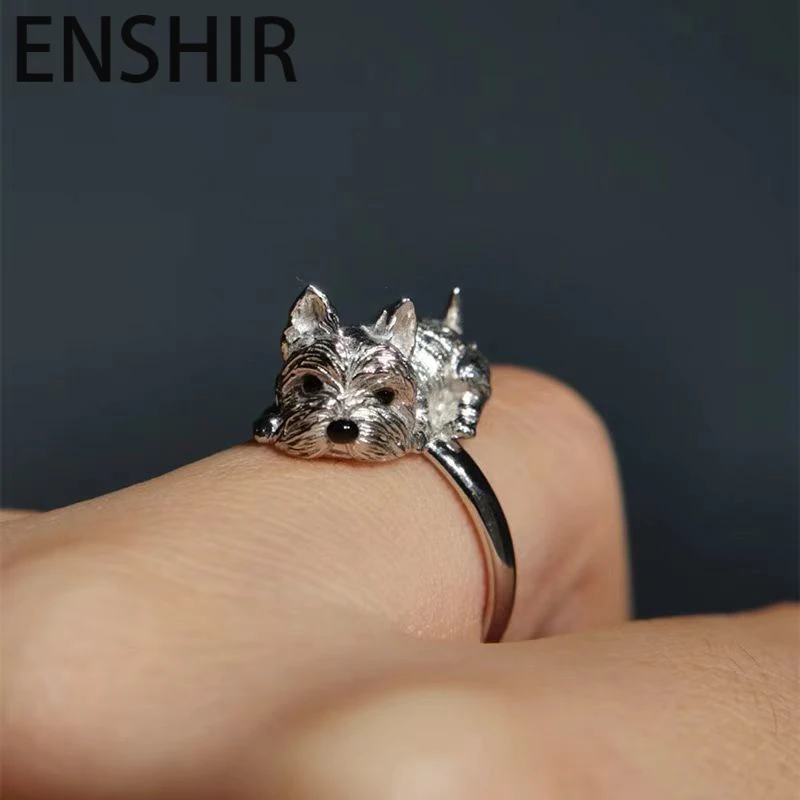 ENSHIR Dog Animal Open Ring For Women New Cute Creative Personality Niche Design Jewelry Gifts Wholesale