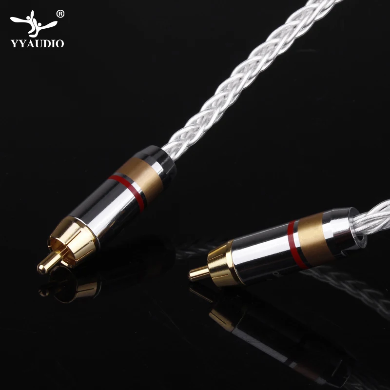 YYAUDIO 7N OCC Silver-plated 75OHM Hifi Digital Coaxial Audio Video Rca Cable Hi-end RCA to RCA Male Subwoofer Audio Cable 1m 2m