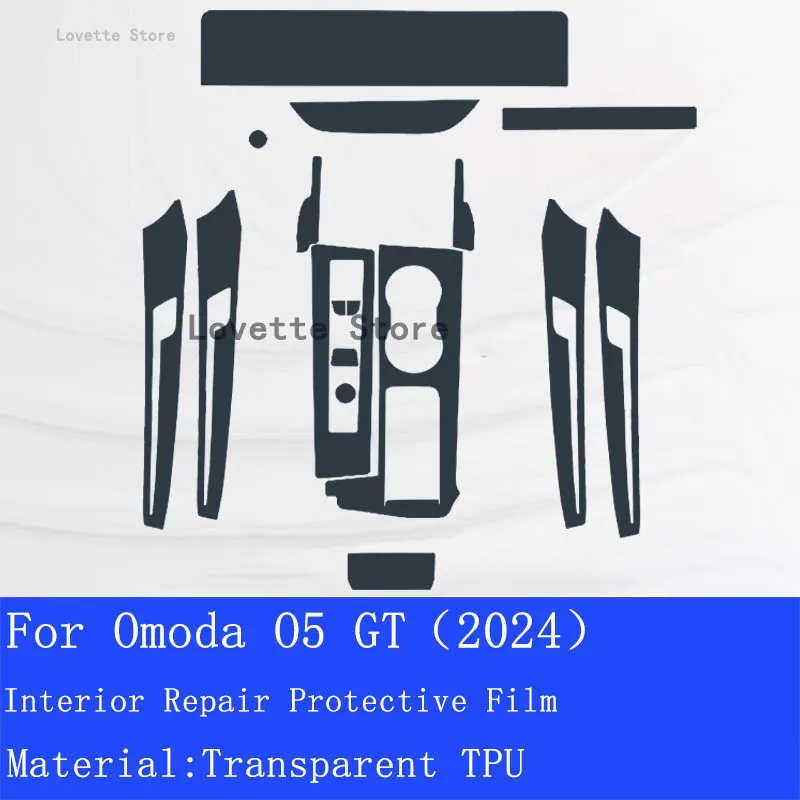 For Omoda O5 GT 2024 TPU Car Interior Gear Dashboard Protective Film Transparent Anti-scratch Accessories