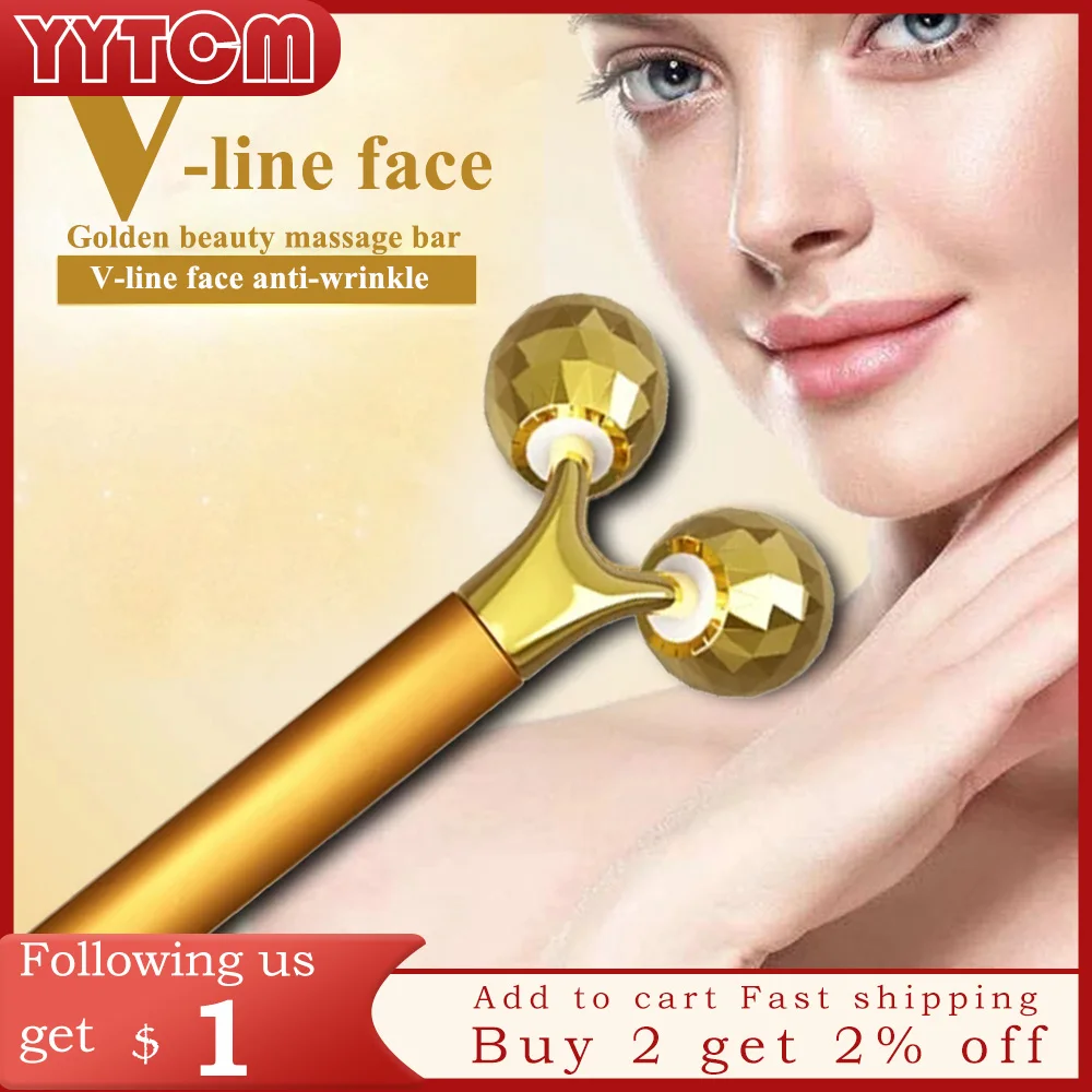 Lift tightening 24K Beauty Bar V Face Artifact Face-Lift Stick Anti Eye Wrinkle Tightening Roller Facial Body Massage Beauty Bar