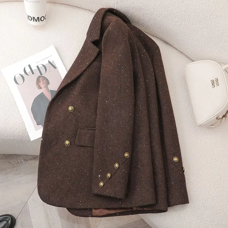 

Женский модный повседневный пиджак-костюм (верх) для осени-зимы 2025: красный, приталенный, профессиональный, в корейском стиле