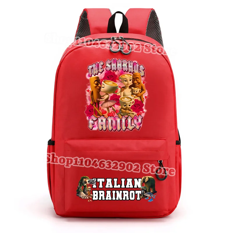 Italian Brainrot Students Schoolbag Tung Tungtung Sahur Patterned Backpacks Telala Funny Shark Creative Bags Back To School Gift