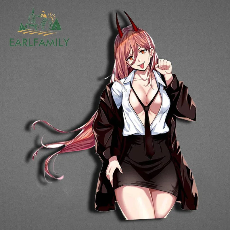 EARLFAMILY 13cm x 10.4cm for Sexy NSFW Power Anime Car Stickers Surfboard Motorcycle Waifu Decal Waterproof Caravan RV JDM VAN