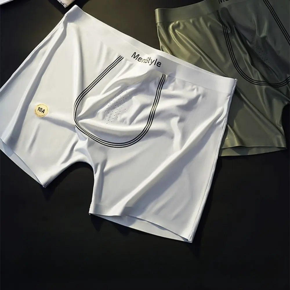 

Fashion Simple Satin Silk Boxer Men Ultra Thin Breathable Cool Feeling Underpants Lingerie Quick Dry Underwear Men Men