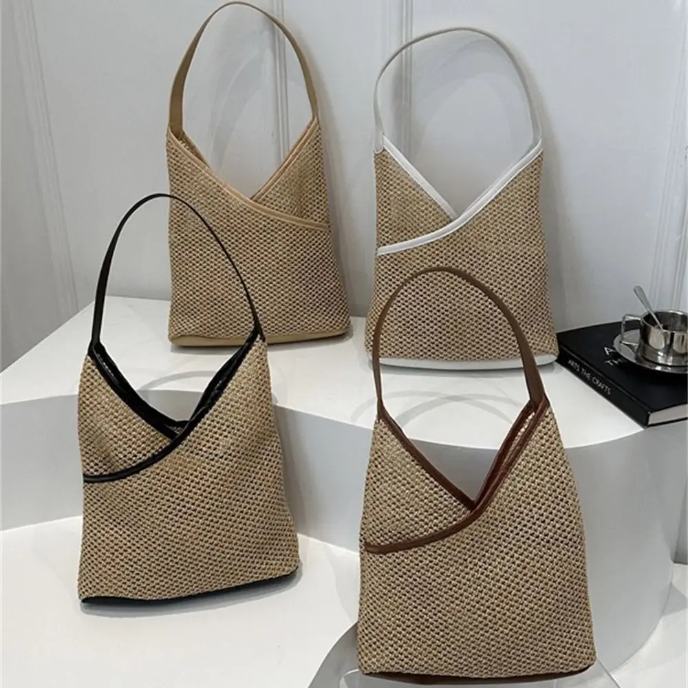 Fashion Woven Straw Bag Rattan Large Capacity Handbags Handmade Braid Shoulder Bag for Summer Beach