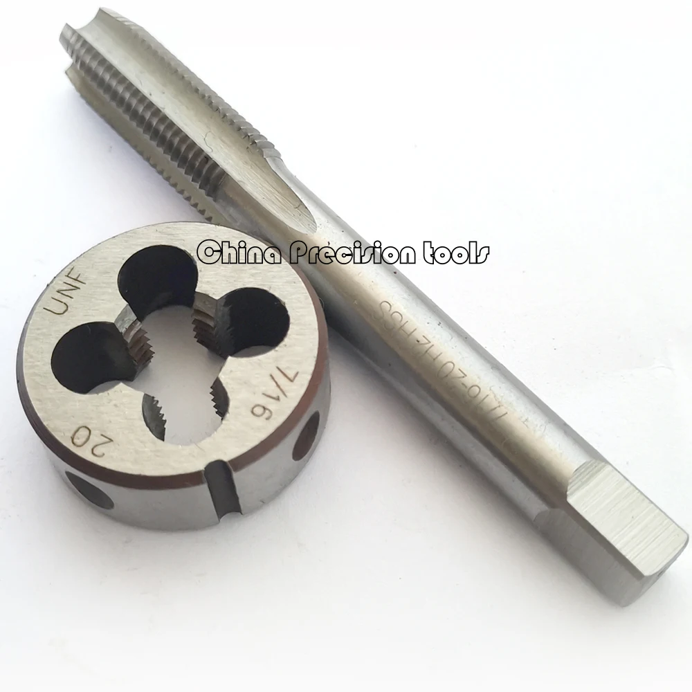 2pcs Unified thread straight flute tap die set UNC UNS UNF UNEF 5/16 3/8 1/2 7/16 Round dies taps sets 5/16-24 3/8-20 1/2-28