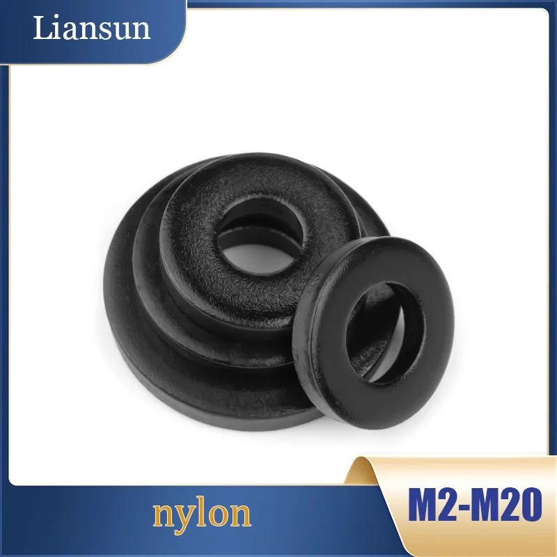 

Black Thickened Flat Washers M2-M20Nylon Washers Insulated Shock-Absorbing Waterproof High-Temperature Resistant Plastic Washers