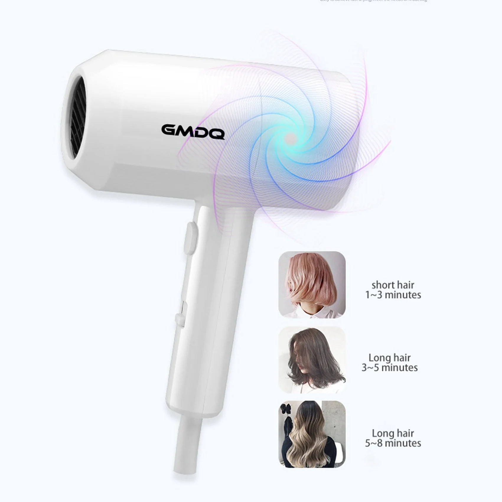 2X GMDQ Hot&Cold Wind Blow Hair Dryer Electric Wall Mount Negative Blower With USB Bracket Black EU Plug-Y31A