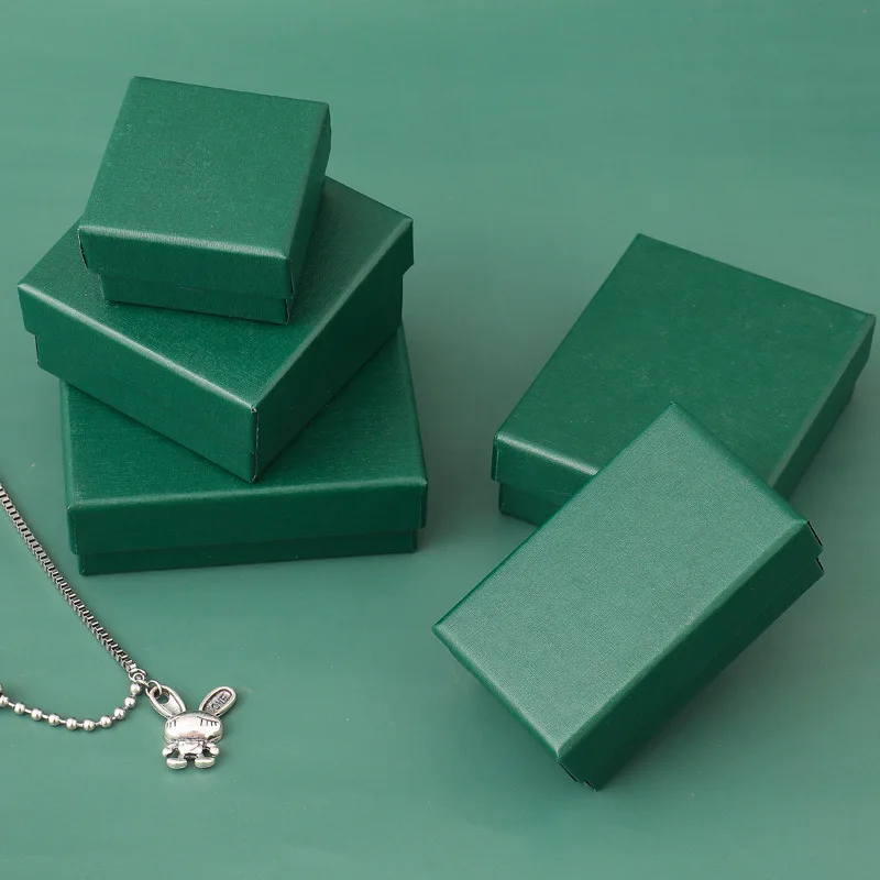 1Pc Blackish Green Square Jewelry Storage Box Drop Earrings Pendant Organizer Case Necklace Jewelry Display Gift Packaging Boxe