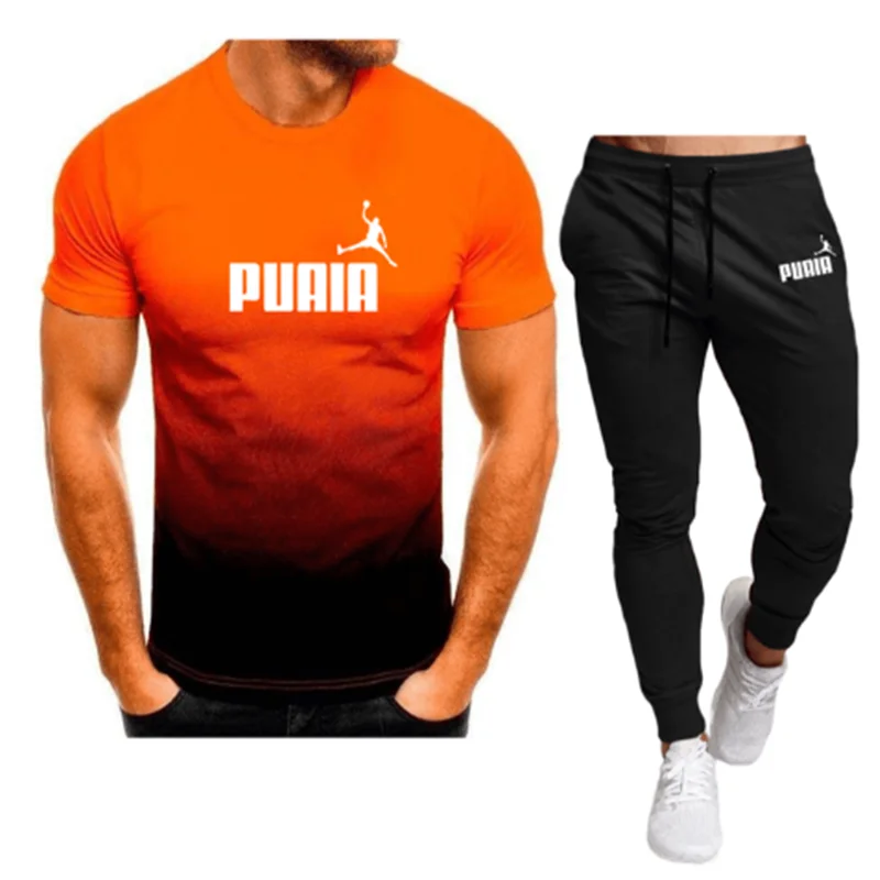

Summer set men's oversized T-shirt pants two-piece set short sleeved printed sportswear fashion sportswear set men's clothing