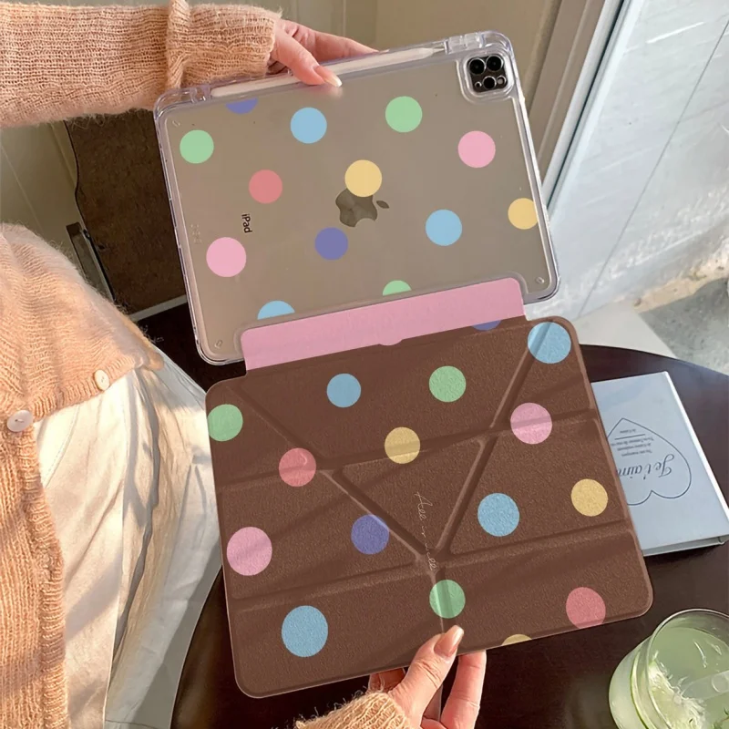 

Color Dot Pen Slot ablet Case For Mini 7 6 iPad 11 10 6 5 Pro 2024 2022 2021 2020 2018 Air 2025 2024 5 4 3 Cover