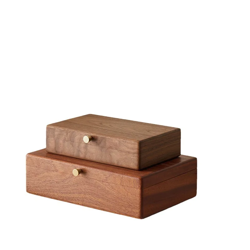 Solid Wood Jewelry Box Storage Box, High-end Exquisite Retro Desktop High-end Jewelry Ring Necklace Earring Jewelry Box