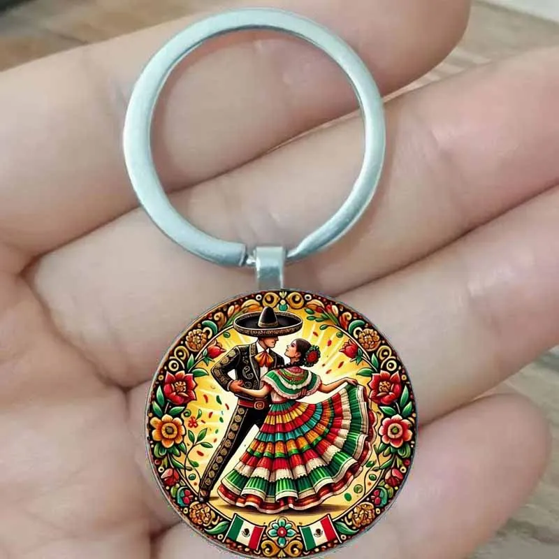 

Fashionable Mexican Party Round Keychain Mexican Party Birthday Valentine's Day Gift