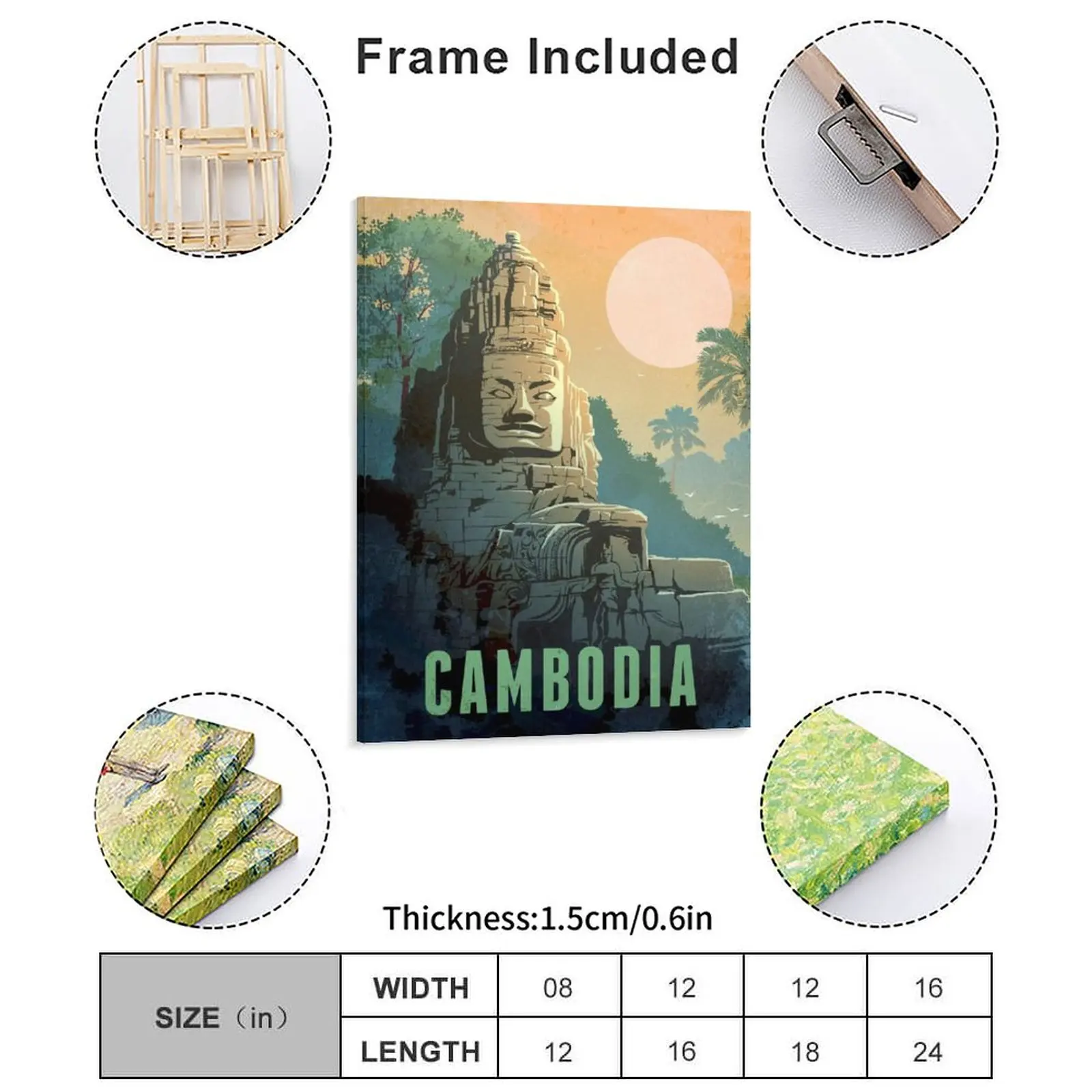 Angkor Wat Cambodia Canvas Painting Plaques Printing Garage Plaques Wall Plaque Framed Wall Paintings