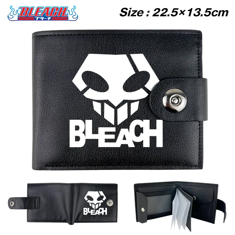 BLEACH Anime Cartoon Portable Snap Wallet Folding Short Coin Purse Card Holder