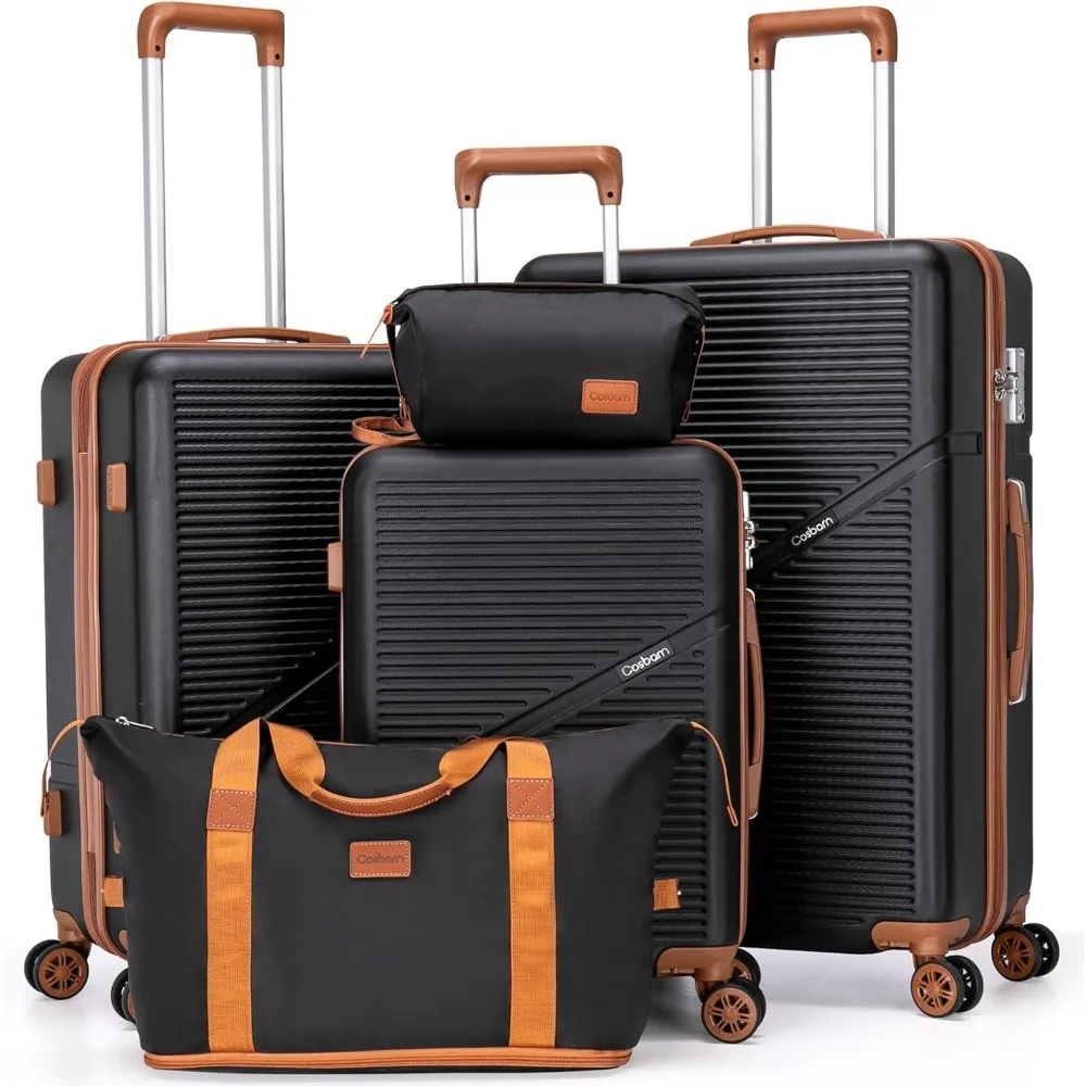 

5-Piece ABS Hardshell Luggage Set with Spinner Wheels, TSA Lock, and Waterproof Design