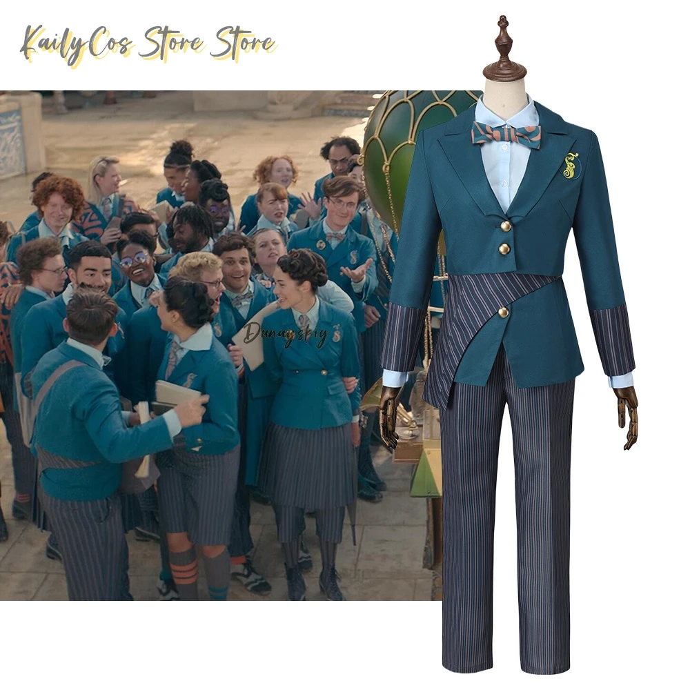 

Fiyero Cosplay Costume Musical Witch Men Blue Coat Shirt Boq School Uniform with Tie Suit Halloween Carnival Party Outfit