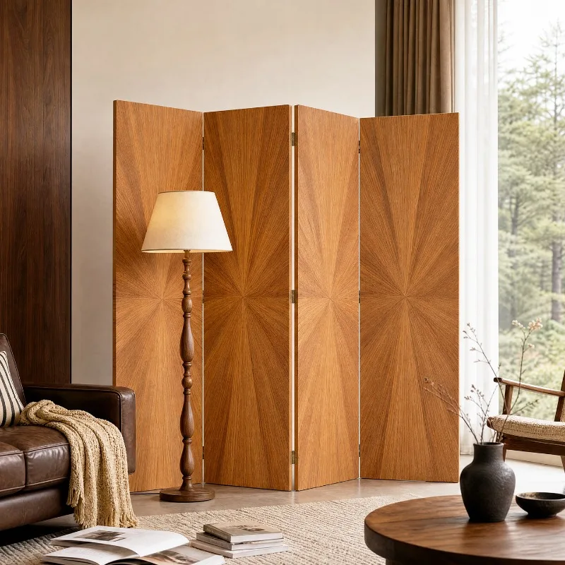Medieval screen partition, facing the door, blocking the hotel office live stream, clothing store art retro folding screen