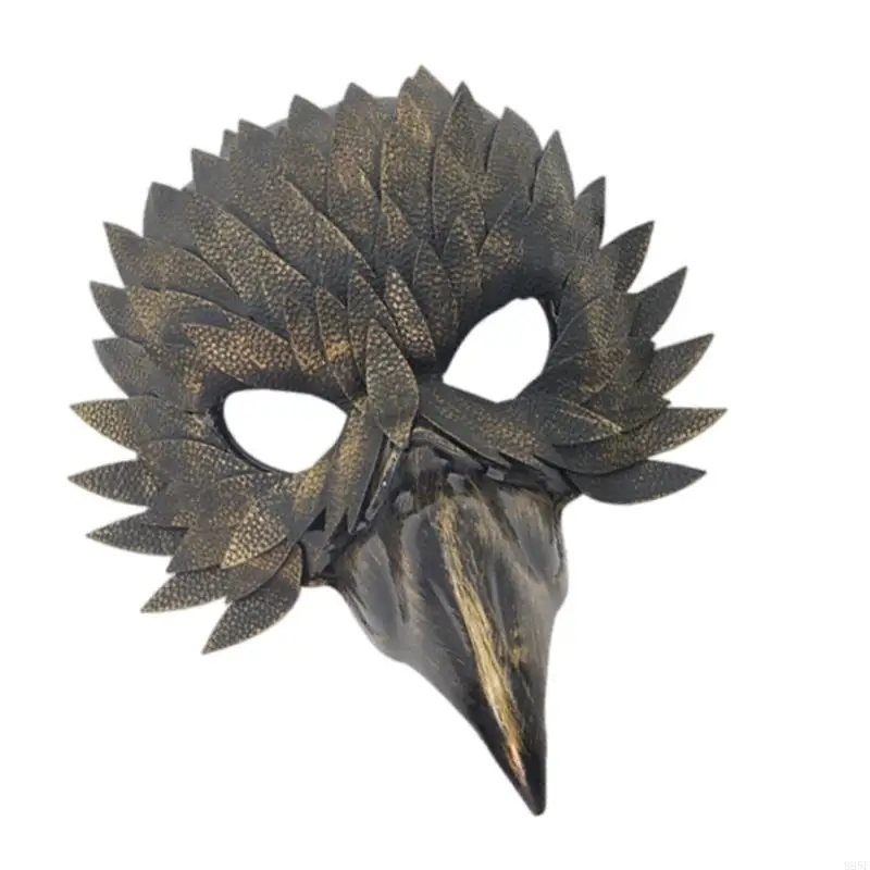 B95F Maskeraden Maske Eule Maske Vogel Maske Schnabel Feder Halbe Gesichtsmaske Halloween Cosplay Kostüm Kostüm Maske für
