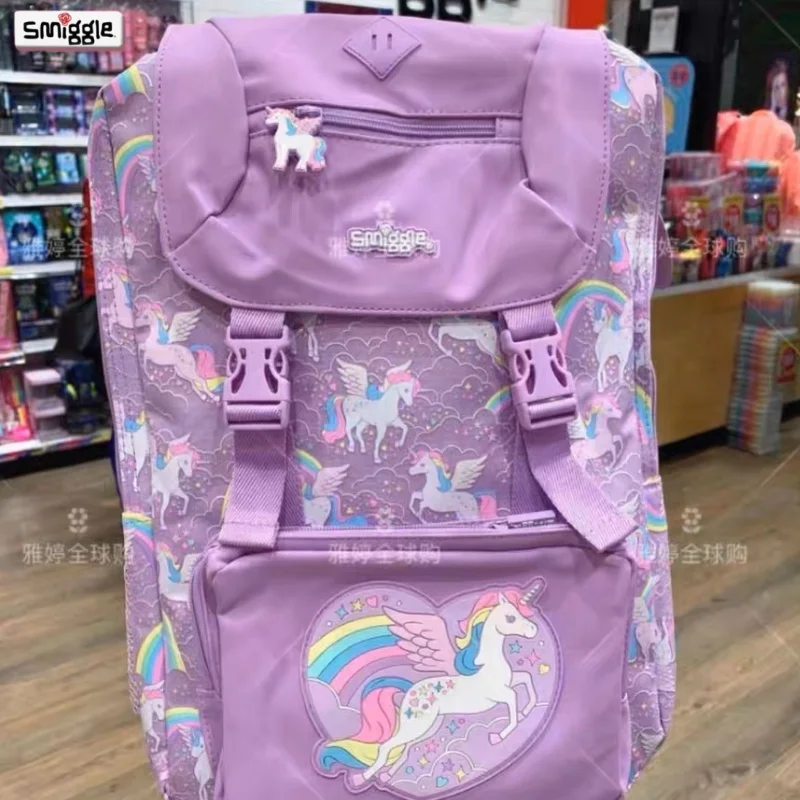 Genuine Australian Smiggle Pegasus Unicorn Stationery Student Backpack Double Button Postman Bookbag Pen Bag Stationery Box Gift